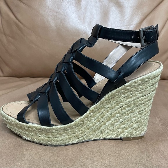 Marc Fisher Espadrille Platform Wedge Sandal - Size 7 -Black - Picture 1 of 14